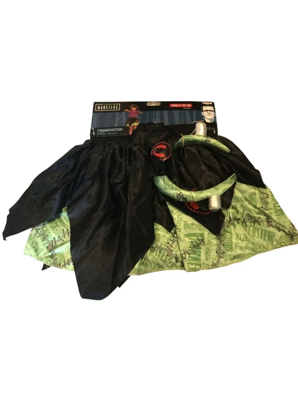 Universal Monsters Youth FRANKENSTEIN Accessory Kit Tutu Layered Skirt & Bow Bol